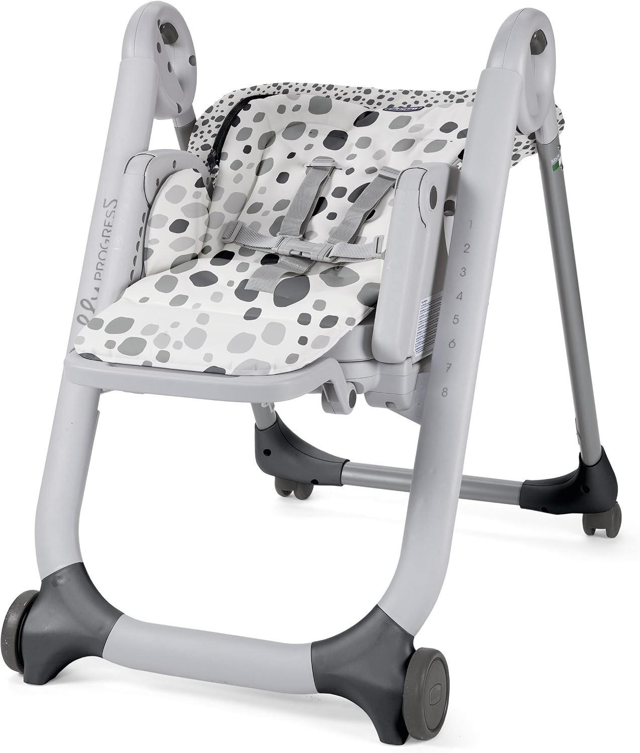 Chicco - Kinderstoel Polly Progres5 - Eetstoel en Stoelverhoger - Kantelbare Rugleuning - 8 Hoogtes - Vanaf Geboorte tot 3 Jaar - Anthracite