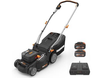 WORX WG737E Nitro Accu-grasmaaier 40 V (2 x 20 V) - krachtige borstelloze motor - 37 cm maaibreedte - 6 maaihoogtes (20-70mm) - 40L grasopvangzak - incl. 2x4Ah accu's & dual-laderapparaat