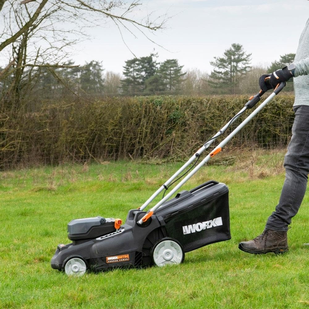 WORX WG737E Nitro Accu-grasmaaier 40 V (2 x 20 V) - krachtige borstelloze motor - 37 cm maaibreedte - 6 maaihoogtes (20-70mm) - 40L grasopvangzak - incl. 2x4Ah accu's & dual-laderapparaat
