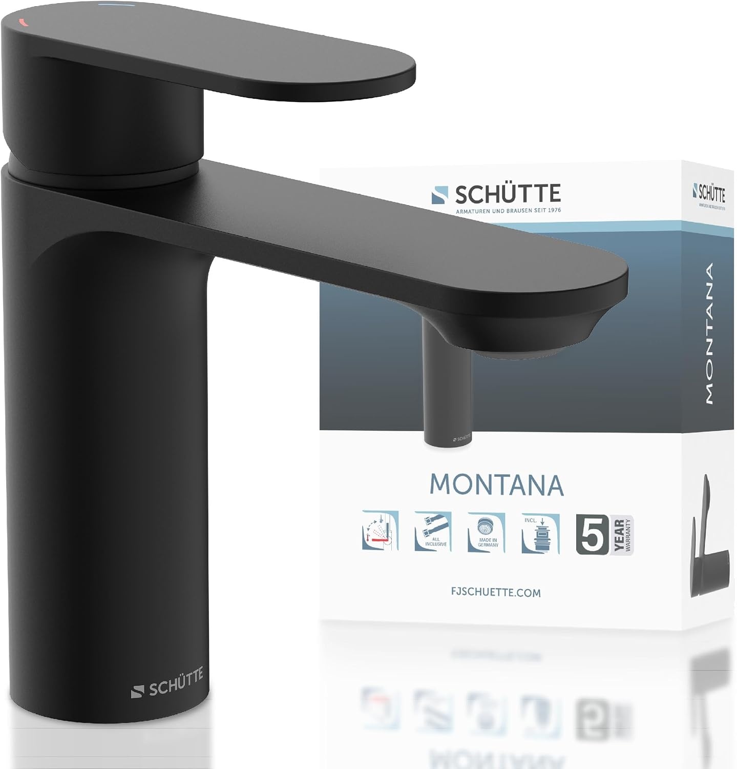 SCHÜTTE MONTANA 32316 Wastafelarmatuur, kraan badkamer met afvoergarnituur