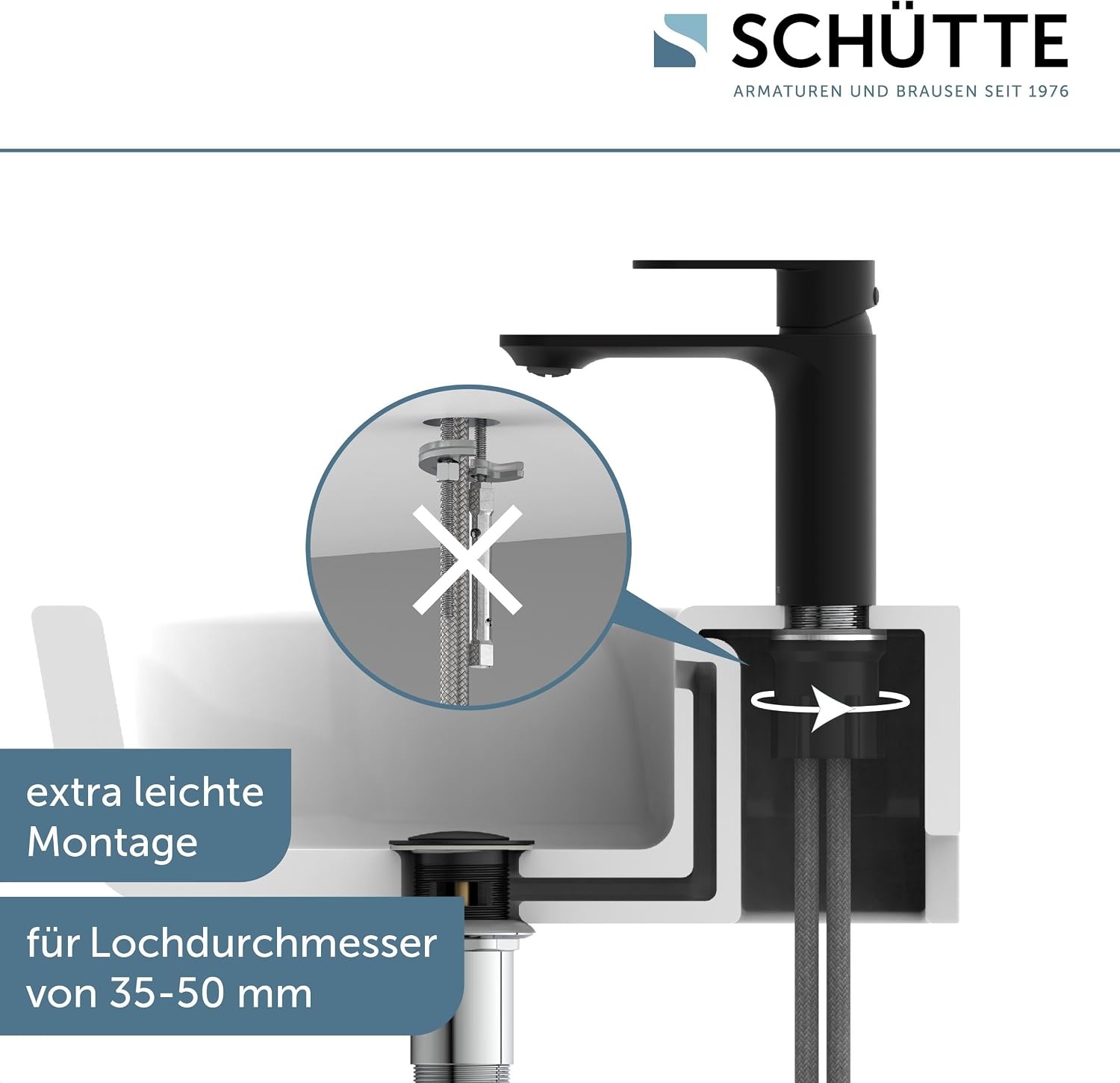 SCHÜTTE MONTANA 32316 Wastafelarmatuur, kraan badkamer met afvoergarnituur