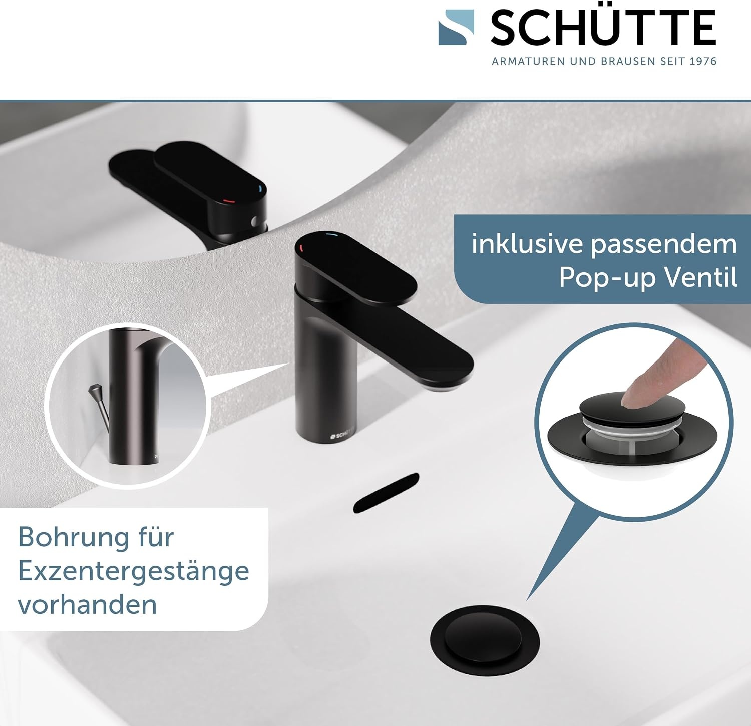 SCHÜTTE MONTANA 32316 Wastafelarmatuur, kraan badkamer met afvoergarnituur