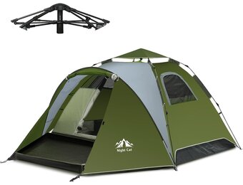 Night Cat Pop Up Tent voor 3 4 Personen: Waterdichte Kampeertent Eenvoudig Op Te Zetten voor Familie festivals Kampeer Picknicks in Tuin Achtertuin Park