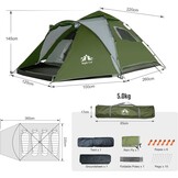 Night Cat Pop Up Tent voor 3 4 Personen: Waterdichte Kampeertent Eenvoudig Op Te Zetten voor Familie festivals Kampeer Picknicks in Tuin Achtertuin Park