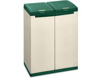 Terry Ecocab 2 Afvalscheidingskast - Beige/Groen - 68 x 39 x 88,5 cm