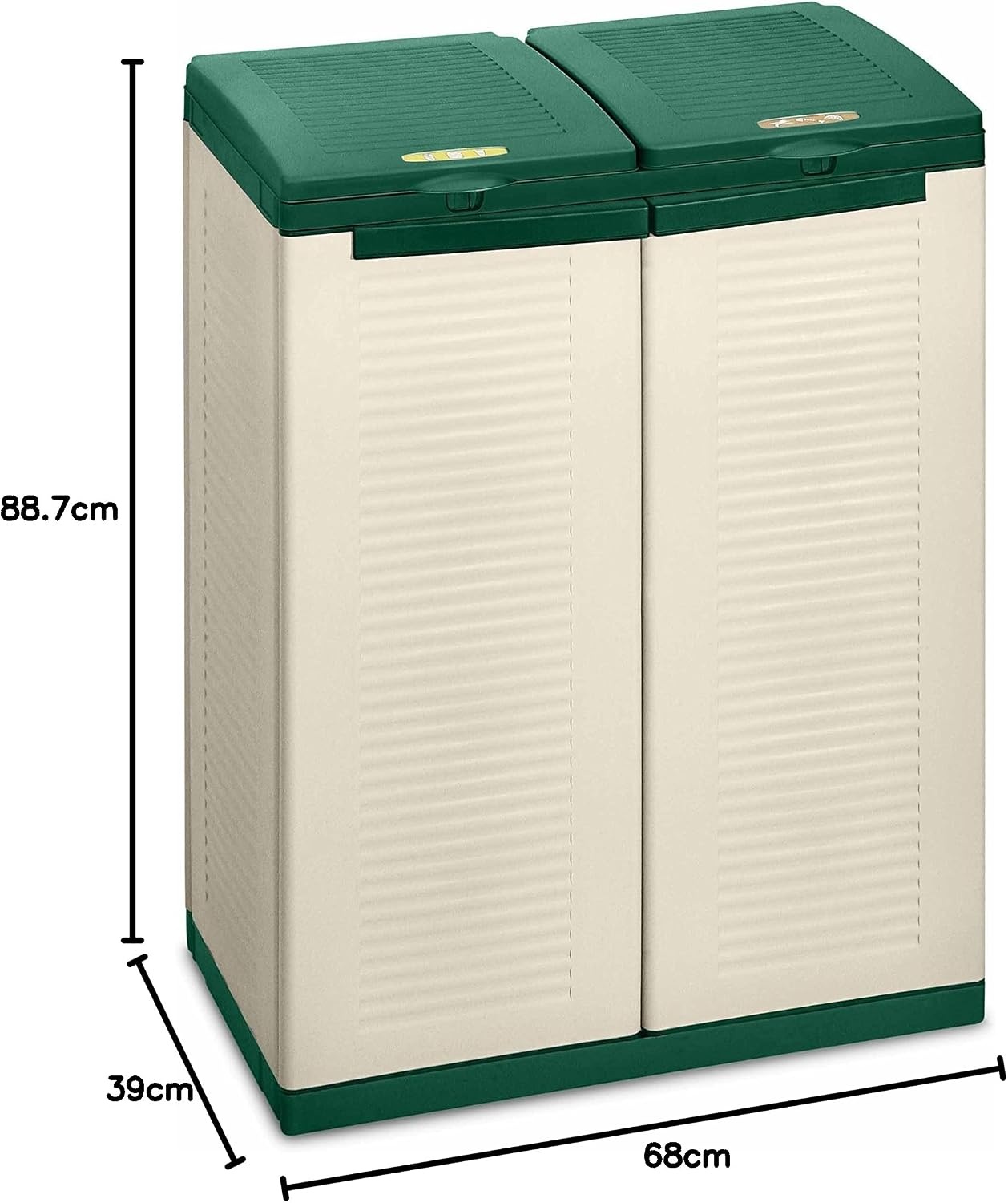 Terry Ecocab 2 Afvalscheidingskast - Beige/Groen - 68 x 39 x 88,5 cm