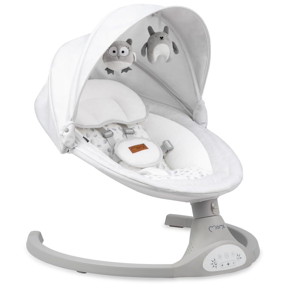 MoMi KENANI babywippe tot 9 kg, inklapbaar, met afstandsbediening & Bluetooth, grijs