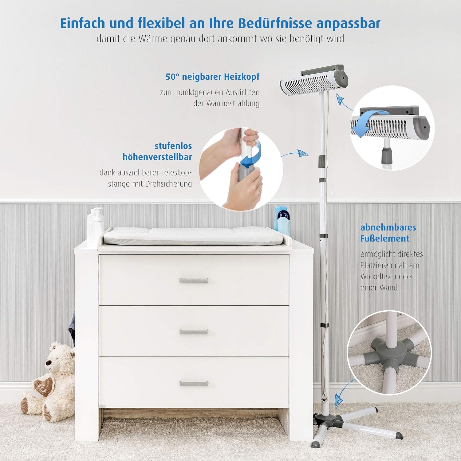 Reer EasyHeat Flex Verschoontafelstraler 46 cm Wit - 500W