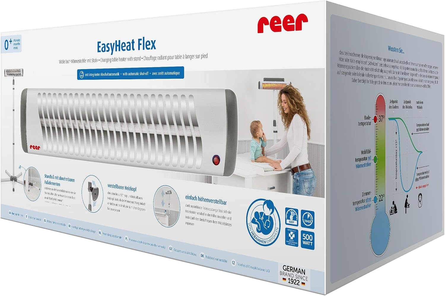Reer EasyHeat Flex Verschoontafelstraler 46 cm Wit - 500W
