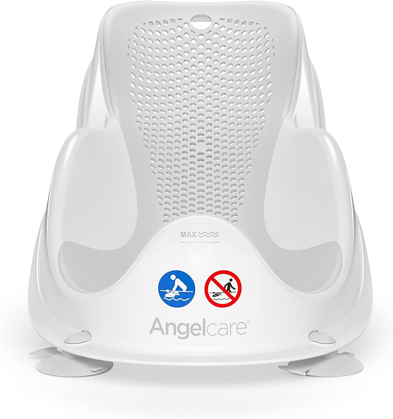 Angelcare Ergonomisch badzitje voor de babybadkuip Light Grey, aangenaam zacht ligvlak, ophangbaar