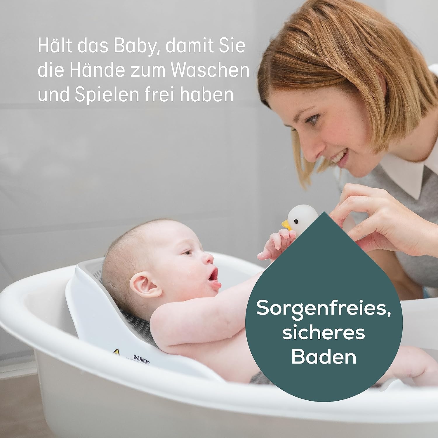 Angelcare Ergonomisch badzitje voor de babybadkuip Light Grey, aangenaam zacht ligvlak, ophangbaar