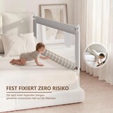 ZEHNHASE Bedhek voor Kinderen - Verticaal Verstelbaar - 200 x 76 cm - Grijs