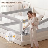 ZEHNHASE Bedhek voor Kinderen - Verticaal Verstelbaar - 200 x 76 cm - Grijs