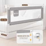 ZEHNHASE Bedhek voor Kinderen - Verticaal Verstelbaar - 200 x 76 cm - Grijs