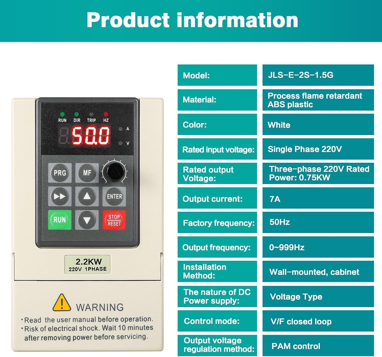 Jadeshay Variable Frequency Drive 2.2KW Frequentieomvormer - Beige