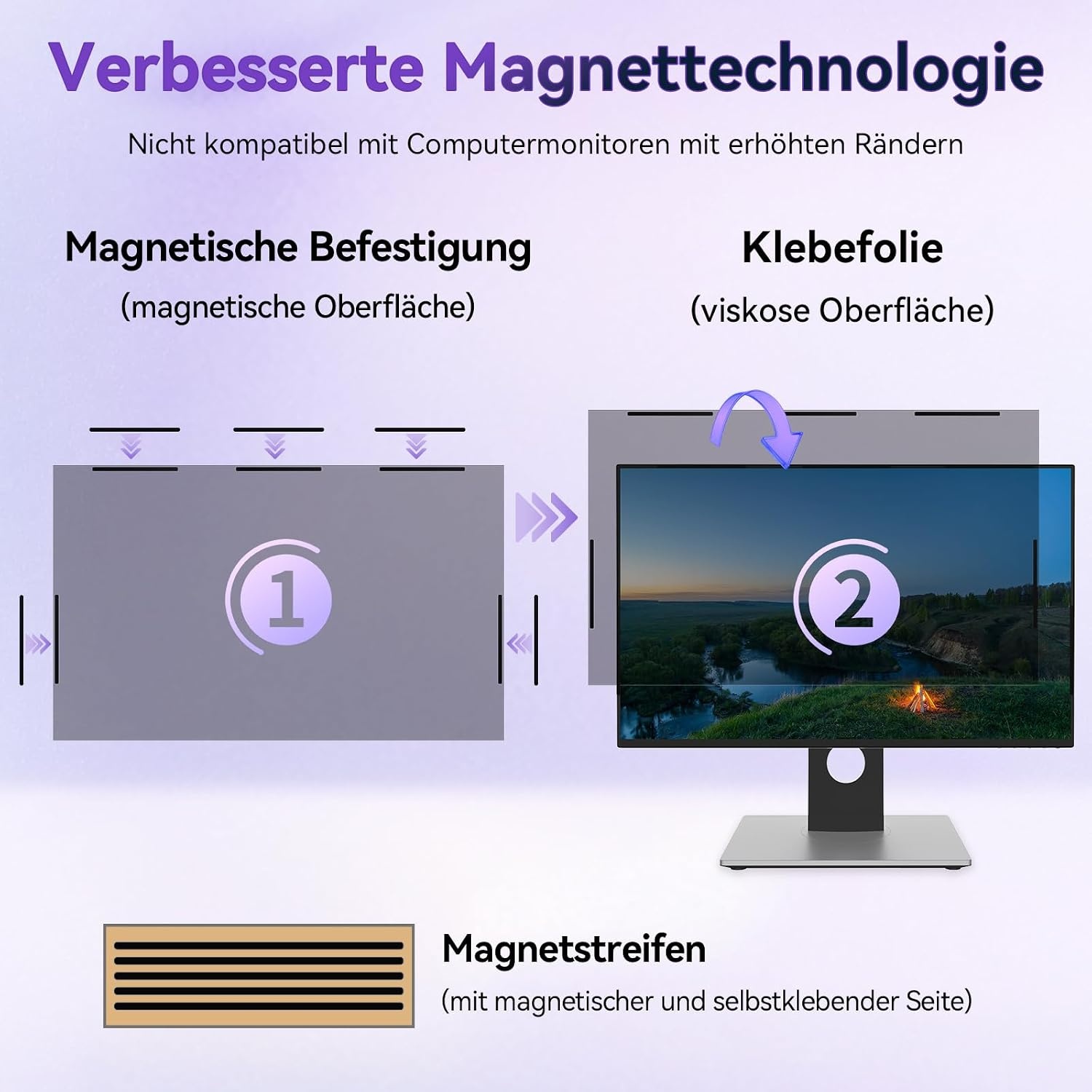 IPROKKO Magnetische privacyfilter voor 16:9 monitor, afneembare inkijkbescherming, anti-blauw licht, verblindingsbescherming, privacyfolie, schermbescherming voor HP Dell Acer, Lenovo, Asus 27 inch - Maat 27 Zoll-16:9 Seitenverhältnis