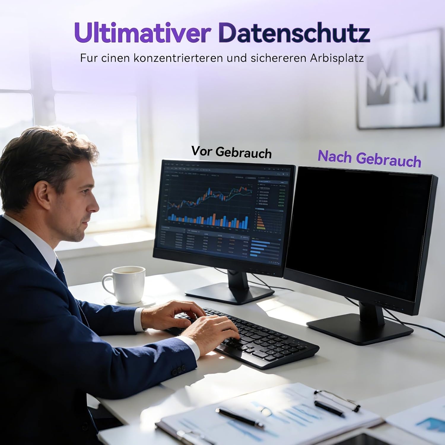 IPROKKO Magnetische privacyfilter voor 16:9 monitor, afneembare inkijkbescherming, anti-blauw licht, verblindingsbescherming, privacyfolie, schermbescherming voor HP Dell Acer, Lenovo, Asus 27 inch - Maat 27 Zoll-16:9 Seitenverhältnis