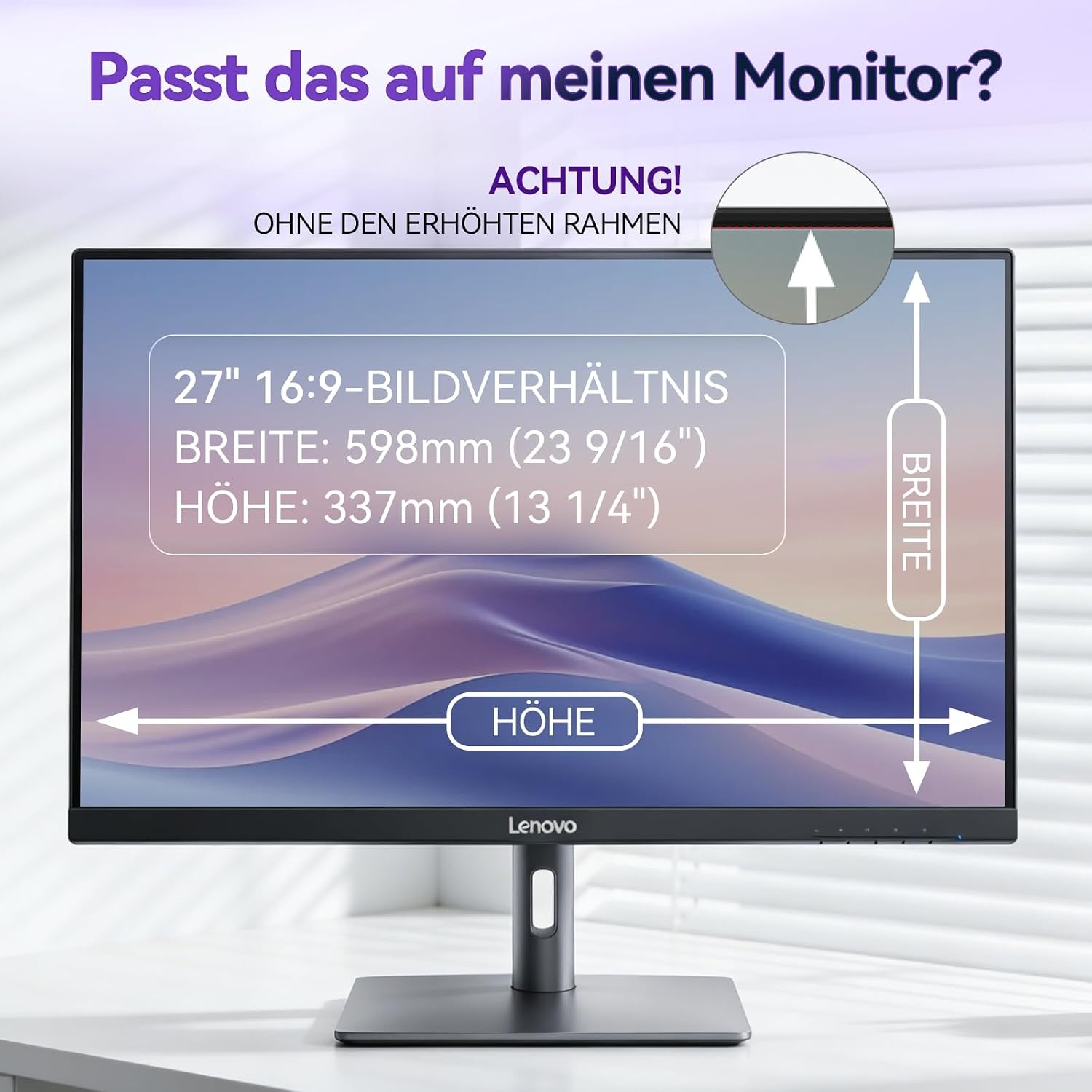 IPROKKO Magnetische privacyfilter voor 16:9 monitor, afneembare inkijkbescherming, anti-blauw licht, verblindingsbescherming, privacyfolie, schermbescherming voor HP Dell Acer, Lenovo, Asus 27 inch - Maat 27 Zoll-16:9 Seitenverhältnis