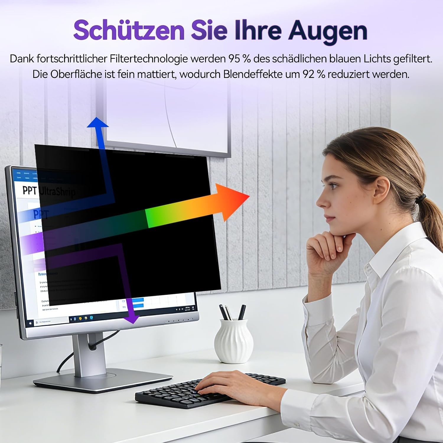 IPROKKO Magnetische privacyfilter voor 16:9 monitor, afneembare inkijkbescherming, anti-blauw licht, verblindingsbescherming, privacyfolie, schermbescherming voor HP Dell Acer, Lenovo, Asus 27 inch - Maat 27 Zoll-16:9 Seitenverhältnis