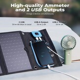 BigBlue 28W Solar Charger Opvouwbaar met Digitale Ammeter, Outdoor Zonne-energie Oplader Met Zonnepanelen Dubbele USB-poorten (5V/4A Algemeen) voor iPhone iPad Samsung Galaxy LG mobiele - Maat 28W