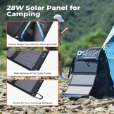BigBlue 28W Solar Charger Opvouwbaar met Digitale Ammeter, Outdoor Zonne-energie Oplader Met Zonnepanelen Dubbele USB-poorten (5V/4A Algemeen) voor iPhone iPad Samsung Galaxy LG mobiele - Maat 28W