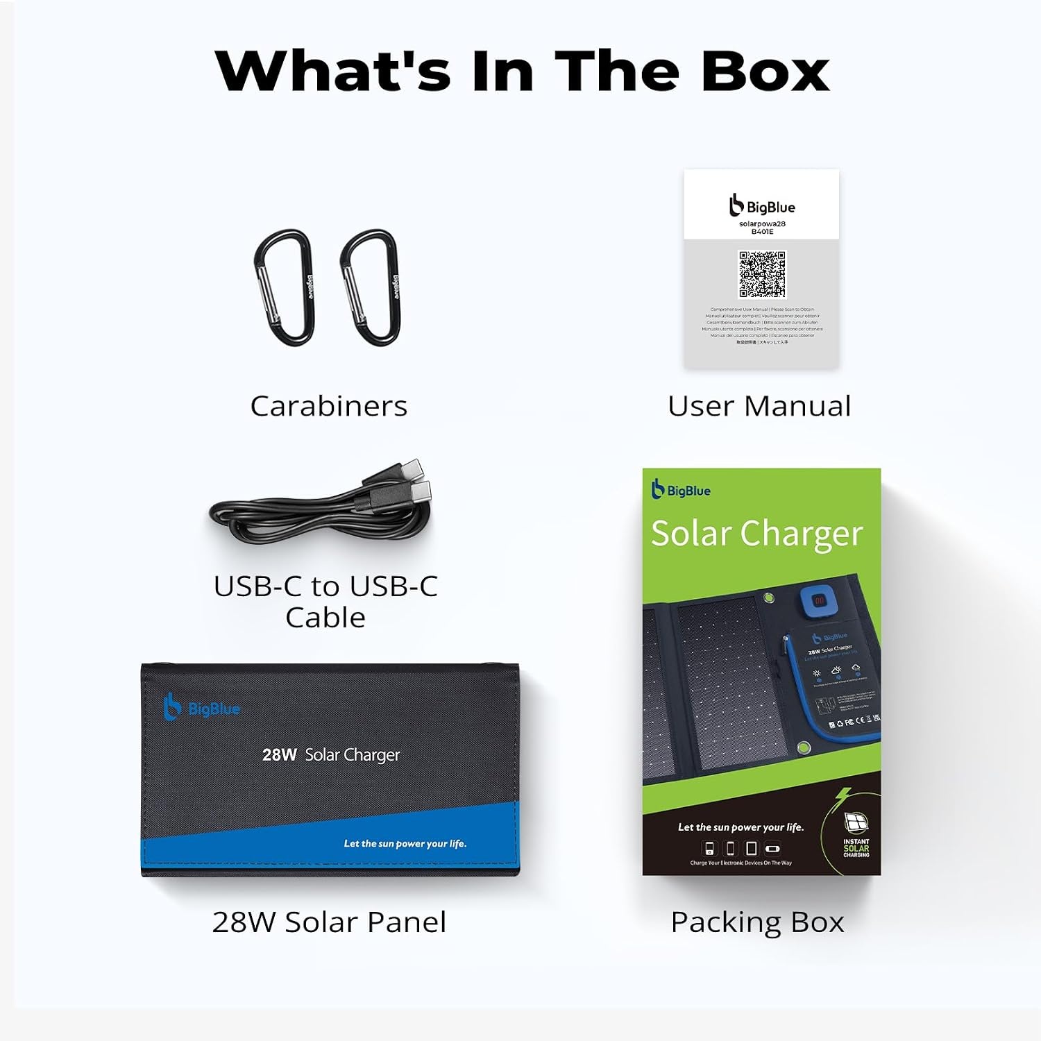 BigBlue 28W Solar Charger Opvouwbaar met Digitale Ammeter, Outdoor Zonne-energie Oplader Met Zonnepanelen Dubbele USB-poorten (5V/4A Algemeen) voor iPhone iPad Samsung Galaxy LG mobiele - Maat 28W