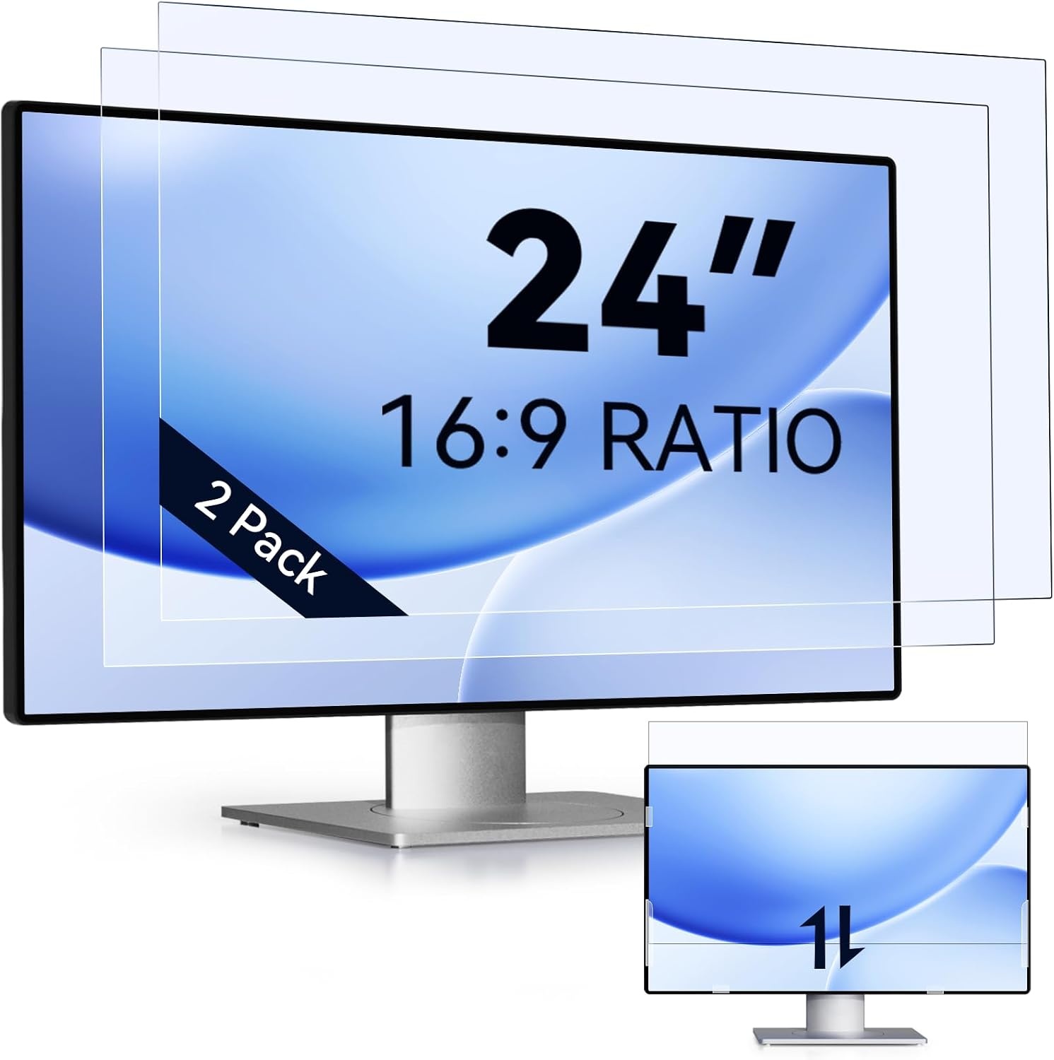 IPROKKO 2 stuks 21,5 inch anti-blauw licht displaybeschermfolie voor computermonitor, afneembare 16:9-beeldverhouding, anti-verblindingsfolie, oogbescherming, beschermfolie - Maat 21.5 Zoll-16:9 Seitenverhältnis