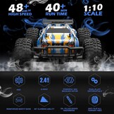 DEERC 9205E RC op afstand bestuurde auto met 48 km/u High Speed, 4WD 1:10 RC Car Off-Road 2,4 GHz draadloze afstandsbediening, monstertruck buggy, 2 accu's lange looptijd, crawler speelgoed, racewagen