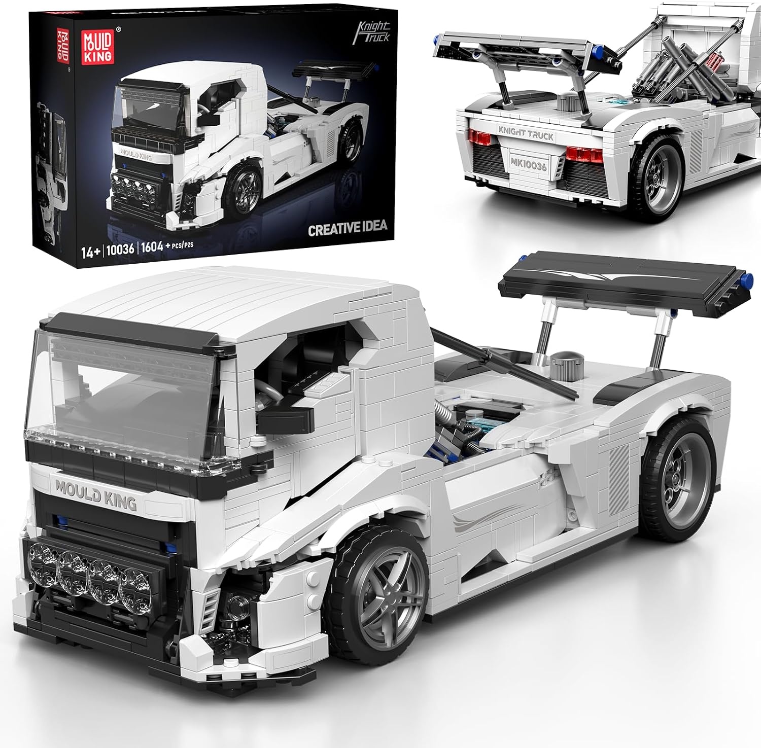 Mould King 10036 Technik Truck Knight Modelset - 1604 Delen - 35,2 cm - Wit