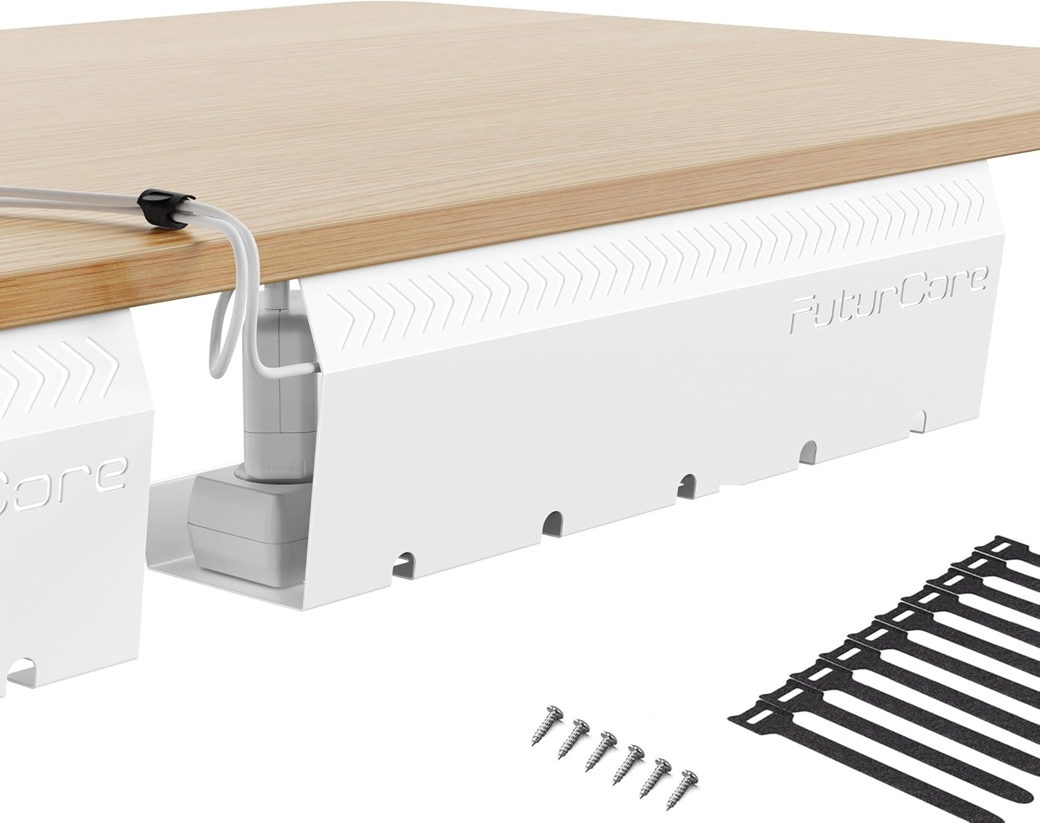 FuturCore Kabelgoot voor Bureau - 43 x 12 cm - Wit - Set van 2 - RVS Kabelmanagement