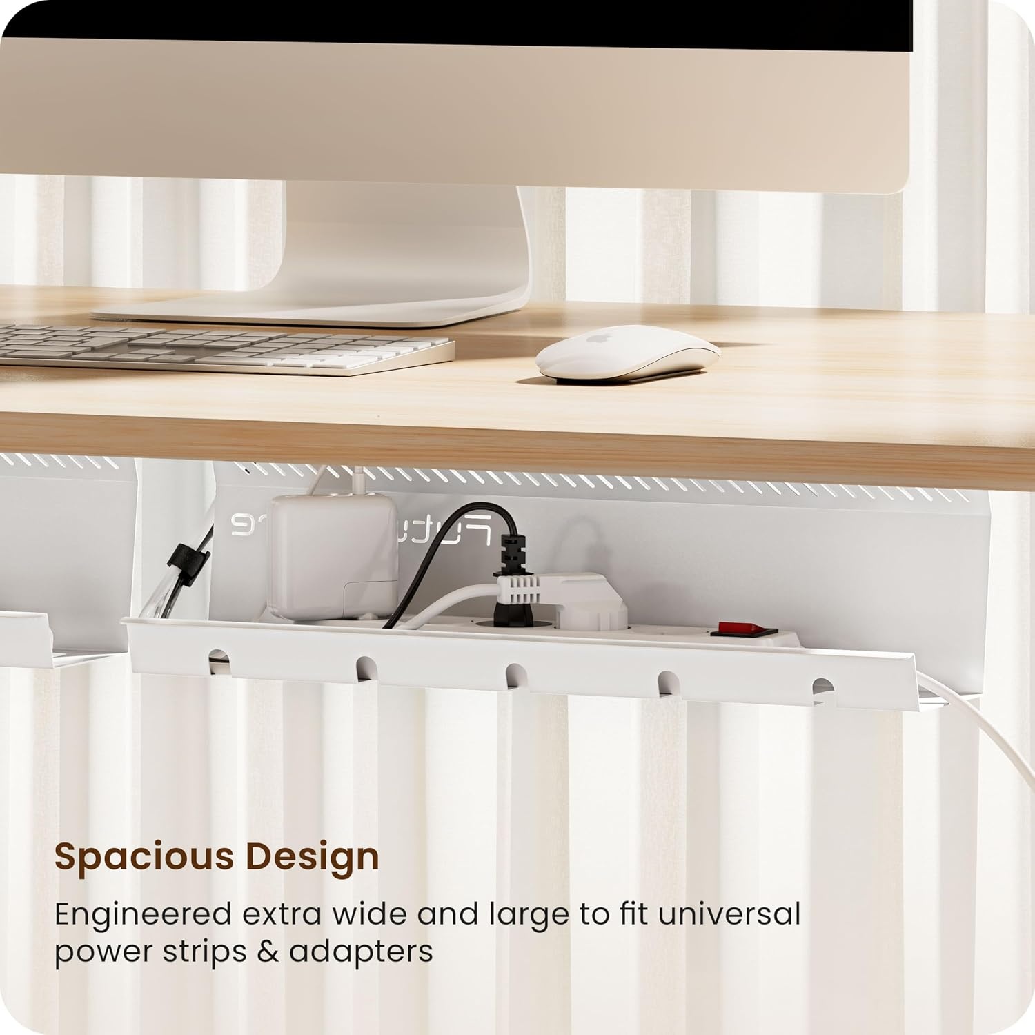 FuturCore Kabelgoot voor Bureau - 43 x 12 cm - Wit - Set van 2 - RVS Kabelmanagement