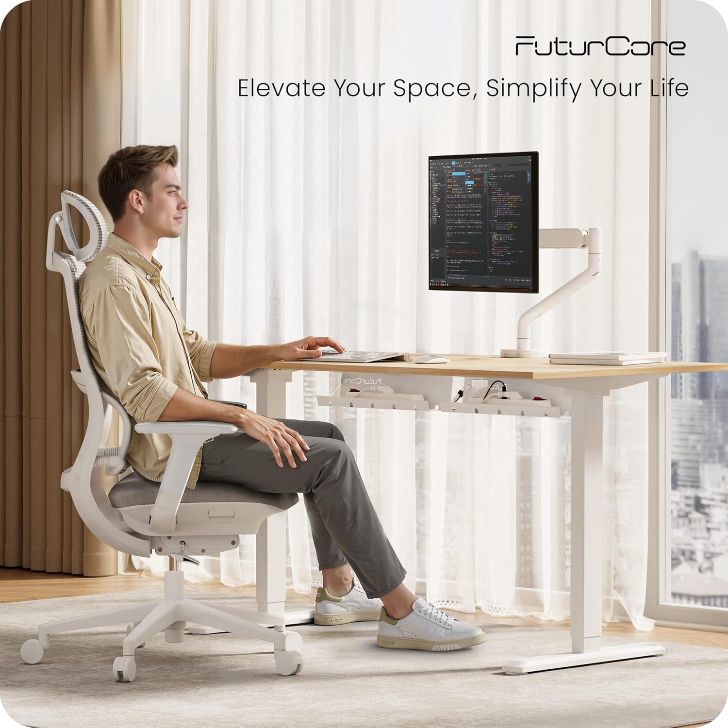 FuturCore Kabelgoot voor Bureau - 43 x 12 cm - Wit - Set van 2 - RVS Kabelmanagement