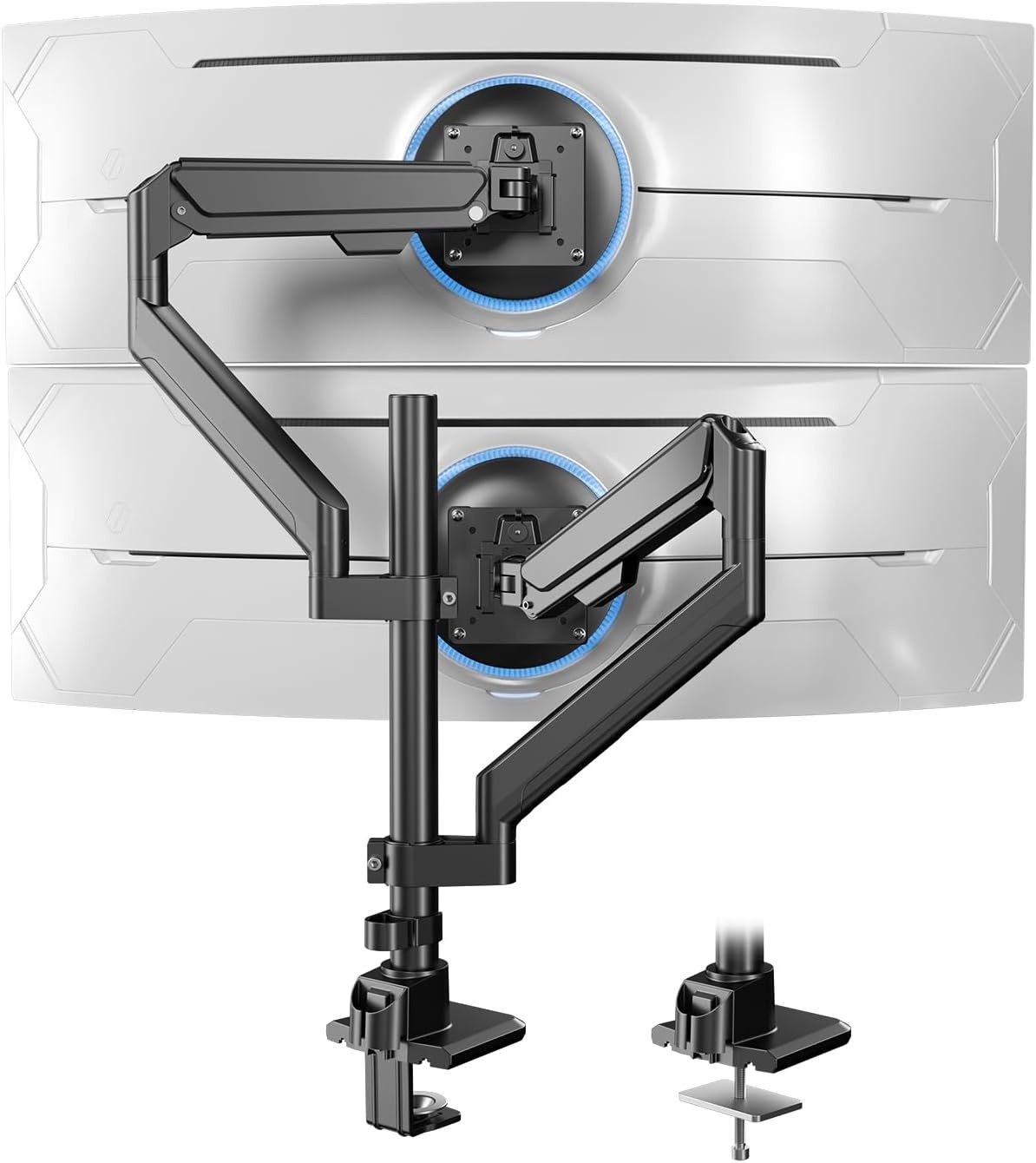 Dubbele monitorarm voor 17-40 inch, gasveer, volledige beweging
