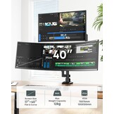 Dubbele monitorarm voor 17-40 inch, gasveer, volledige beweging