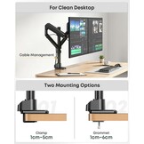 Dubbele monitorarm voor 17-40 inch, gasveer, volledige beweging