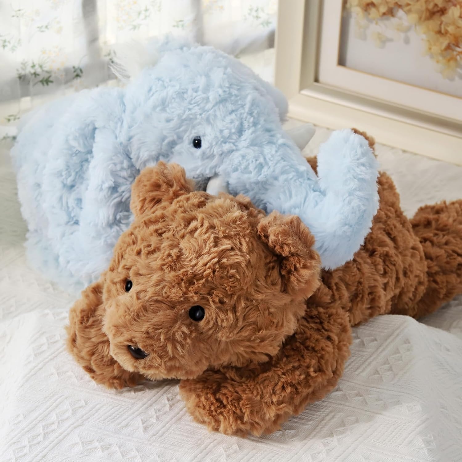 Grote verzwaarde teddybeer, knuffeldier, 70 cm, 2,3 kg, robuuste en wollige bruine pluche beer voor volwassenen om te knuffelen, schattig knuffelkussen voor volwassenen