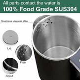 Waterkoker, klein, 800 ml, reiswaterkoker, 5 minuten snel koken, draagbare mini-camping, stille reizen, theepot van roestvrij staal, waterkoker (zwart)