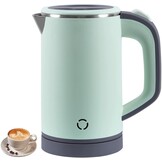 Waterkoker, klein, 800 ml, reiswaterkoker, 5 minuten snel koken, draagbare mini-camping, stille reizen, theepot van roestvrij staal, waterkoker (zwart)