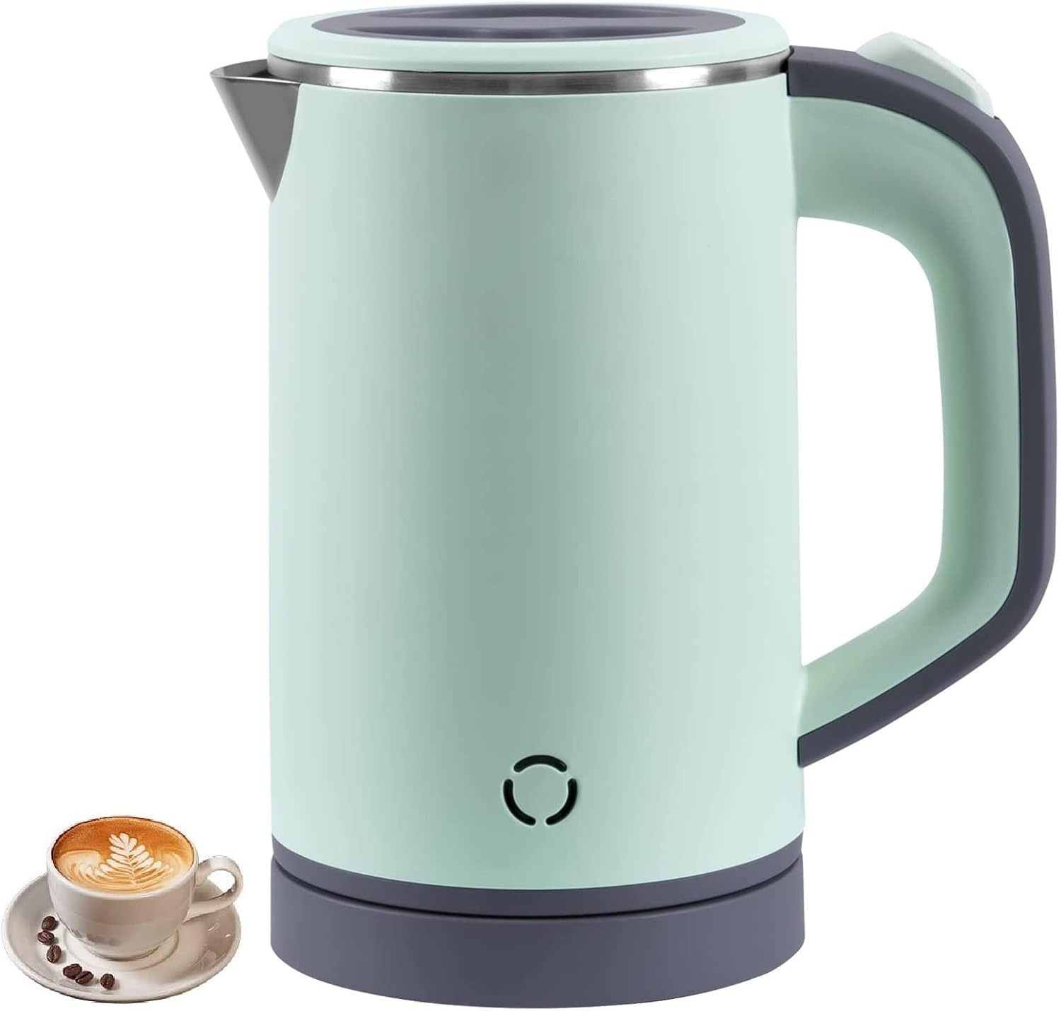 Waterkoker, klein, 800 ml, reiswaterkoker, 5 minuten snel koken, draagbare mini-camping, stille reizen, theepot van roestvrij staal, waterkoker (zwart)