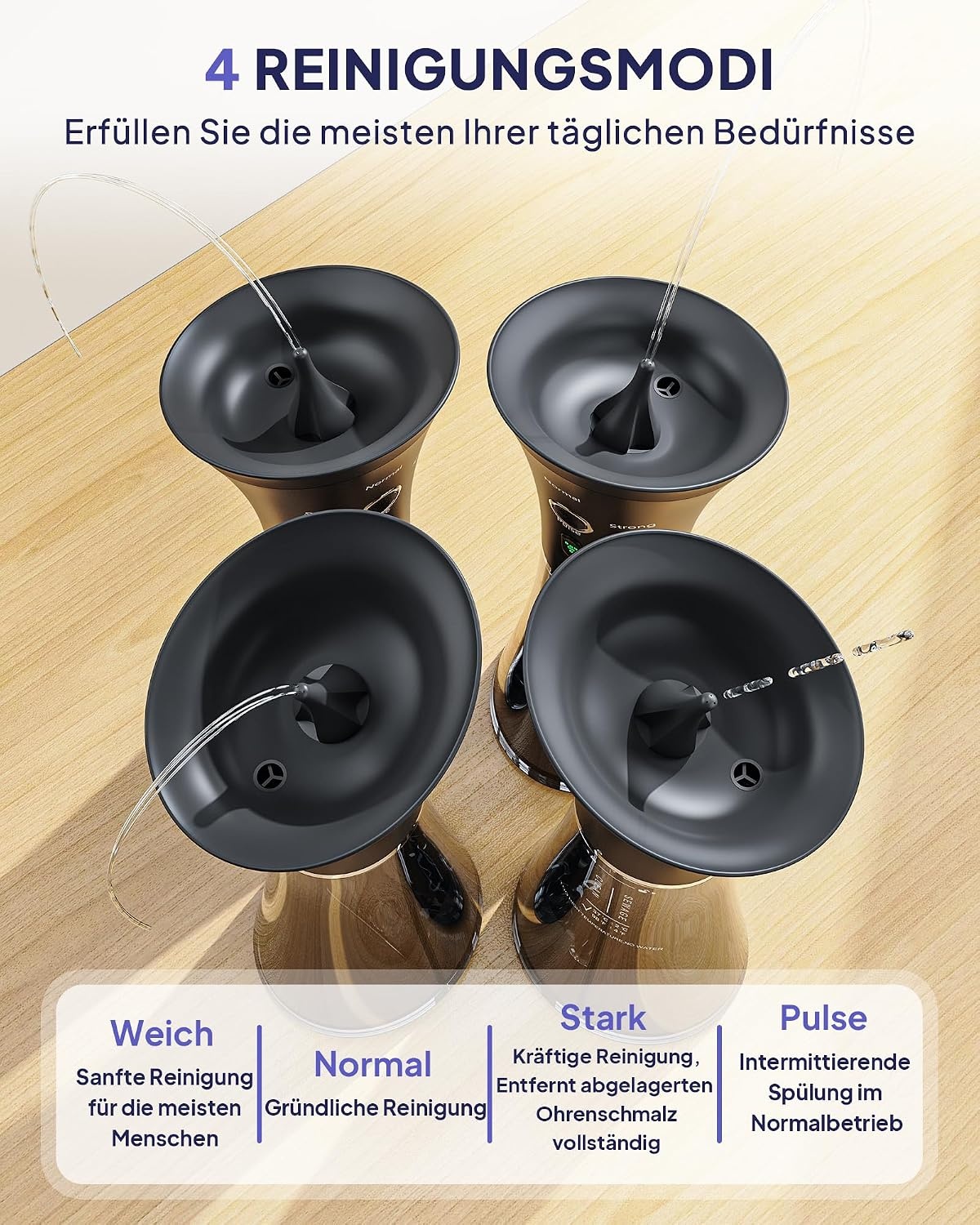 KAUGIC Elektrische Oorreiniger met Dubbel Reservoir - 4 Drukstanden en Temperatuursensor - Zwart