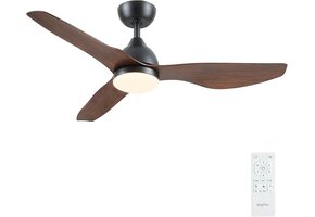 Plafondventilator 116cm Zwart Houtlook met DC Motor en LED Licht - 59% Korting