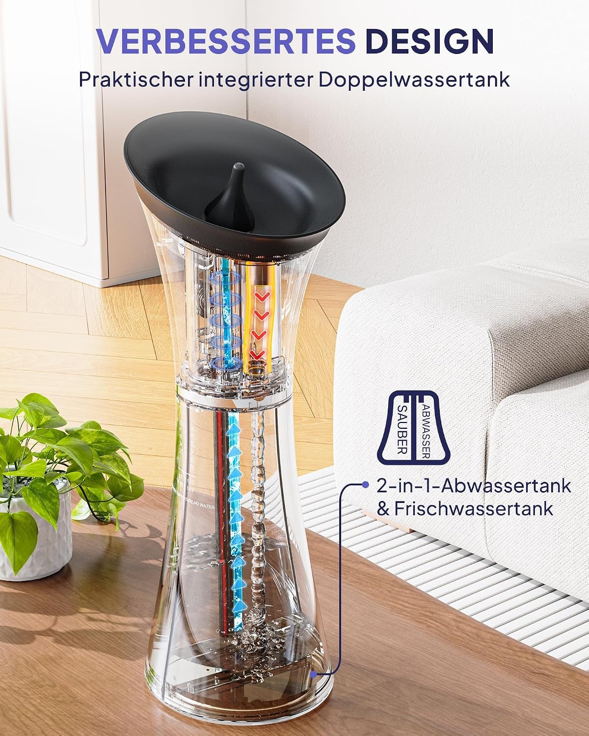 KAUGIC Elektrische Oorreiniger met Dubbel Reservoir - 4 Drukstanden - IPX7 Waterdicht - Transparant Grijs