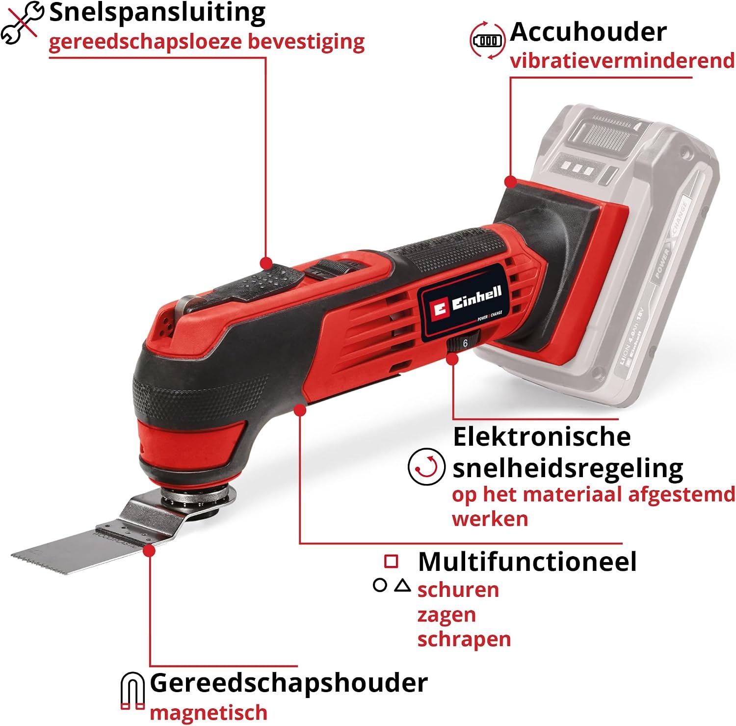 Einhell accu-multifunctiegereedschap TE-MG 18/1 Li-Solo
