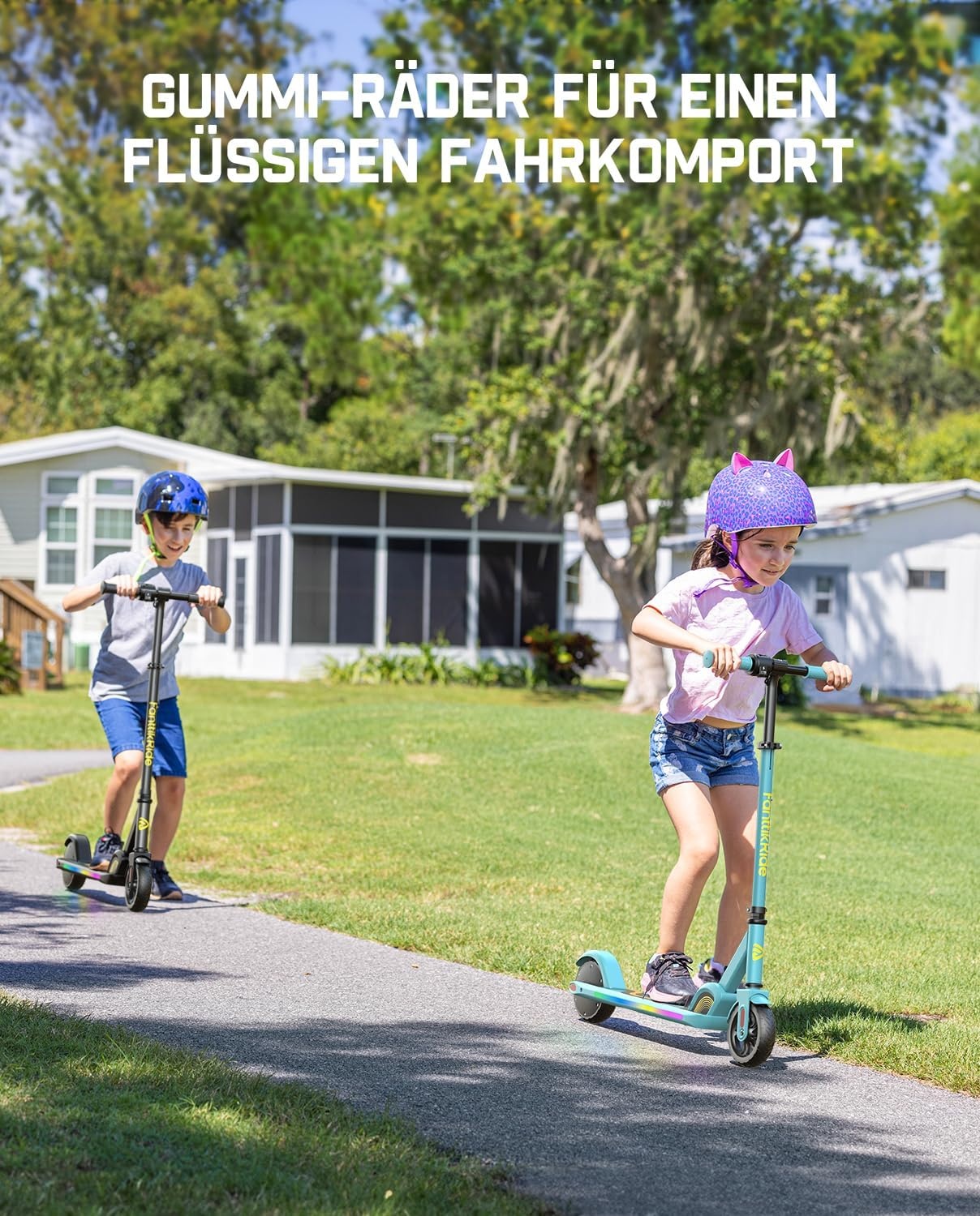 FanttikRide C9 Pro Elektrische step voor kinderen van 8-12 jaar, kleurrijke regenboogverlichting, 8/12/16 km/u, bereik van 8 km, led-display, in hoogte verstelbaar, opvouwbaar, voor jongens en meisjes