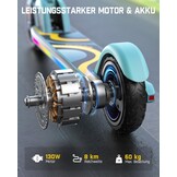 FanttikRide C9 Pro Elektrische step voor kinderen van 8-12 jaar, kleurrijke regenboogverlichting, 8/12/16 km/u, bereik van 8 km, led-display, in hoogte verstelbaar, opvouwbaar, voor jongens en meisjes