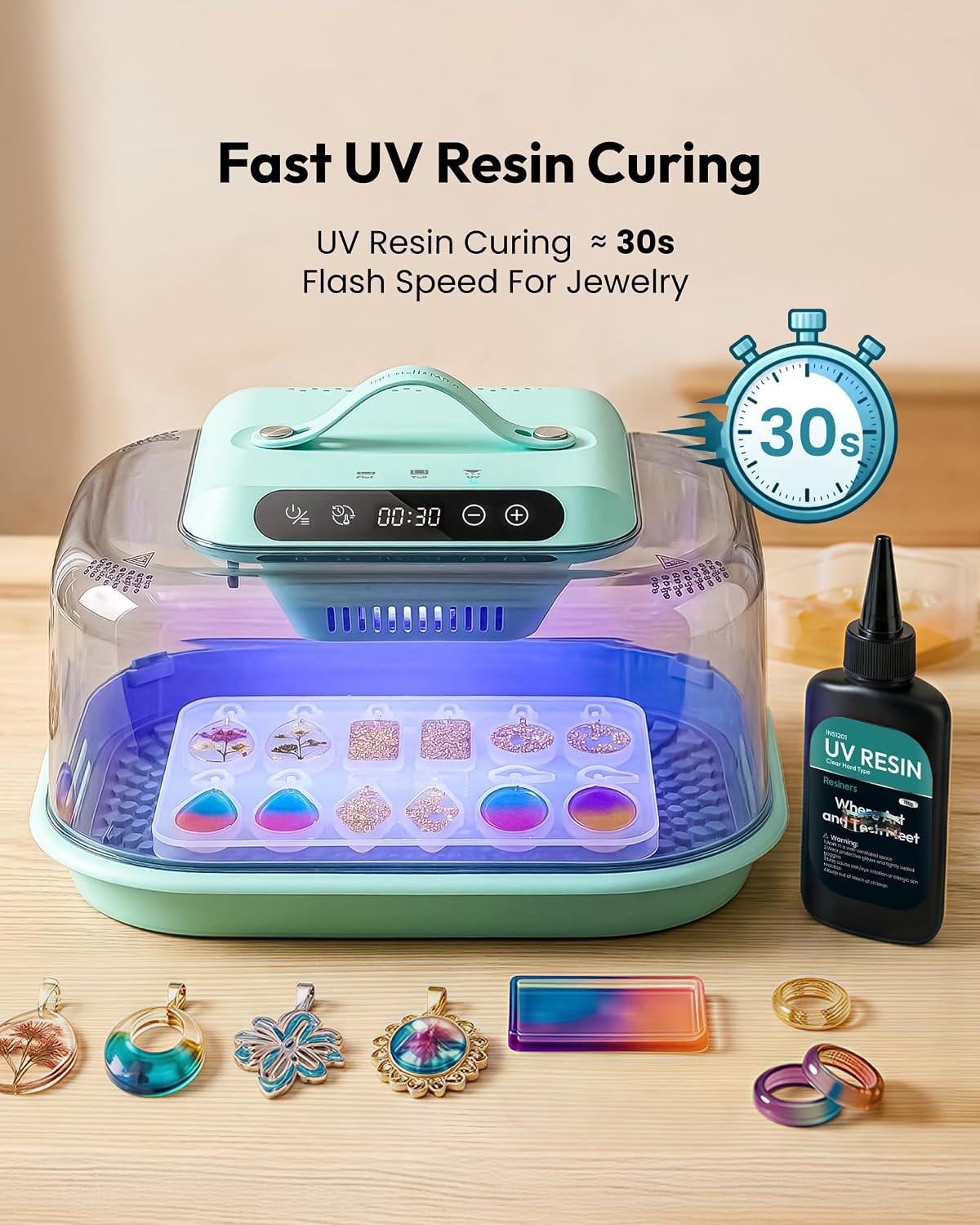 Resiners Hars Uithardingsmachine G3 met UV-licht voor hars, snel uitharden in 2 uur/1 minuut, inclusief siliconenmat, harsuitharder voor epoxy-gietvormen, sieradenfabricage, DIY-decoratie