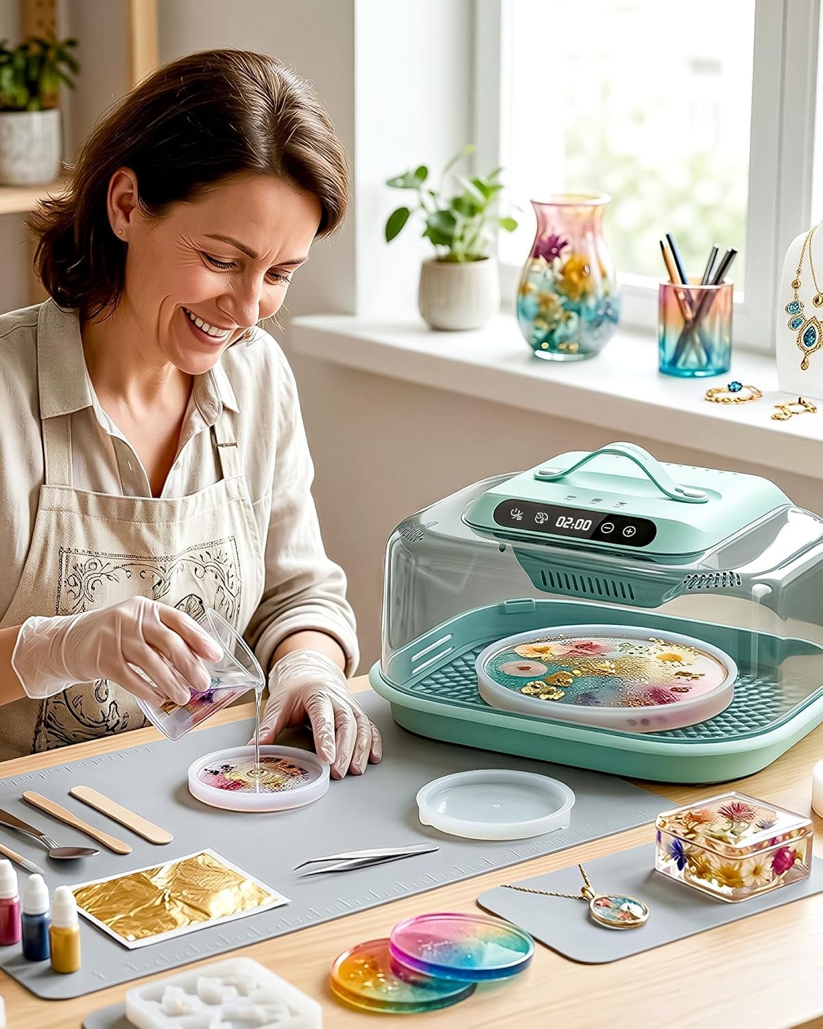 Resiners Hars Uithardingsmachine G3 met UV-licht voor hars, snel uitharden in 2 uur/1 minuut, inclusief siliconenmat, harsuitharder voor epoxy-gietvormen, sieradenfabricage, DIY-decoratie