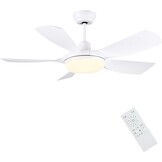 Newday Plafondventilator met licht en afstandsbediening, 106 cm, stille plafondventilator met dimverlichting, DC-motor, 5 vleugels, 6 snelheden, geheugenfunctie, wit
