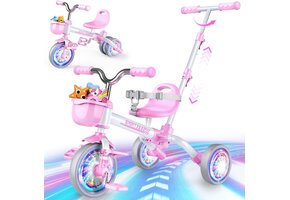 5-in-1 Driewieler Kinderfiets 1-5 jaar (roze) | 40% Korting