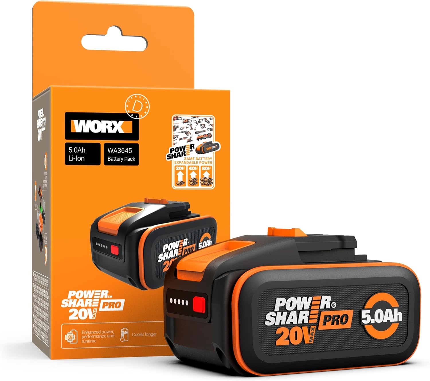 WORX WA3644 20V 4.0Ah PowerShare Accu met BMS - 34% Korting